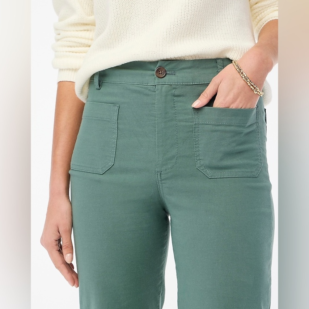 J.Crew Women’s high-rise wide-leg pant green size 27 - Picture 2 of 4